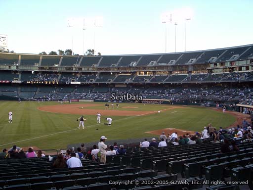 Seat view from section 129 at Oakland Coliseum, home of the Oakland Athletics