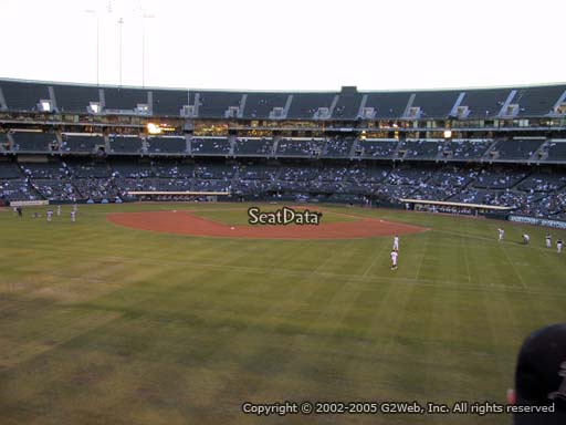 Seat view from section 139 at Oakland Coliseum, home of the Oakland Athletics