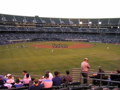 Seat view from section 147 at Oakland Coliseum, home of the Oakland Athletics