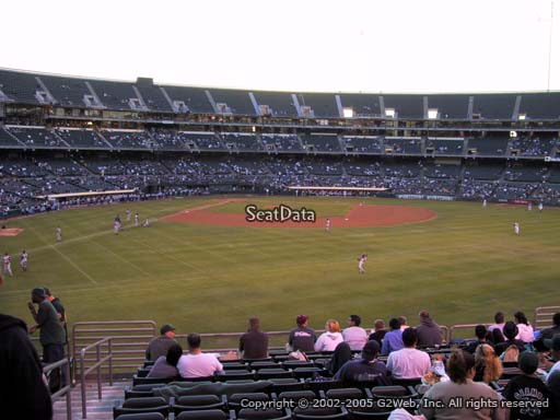 Seat view from section 149 at Oakland Coliseum, home of the Oakland Athletics