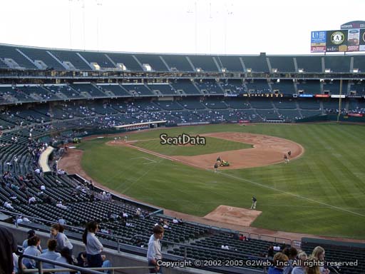 Seat view from section 206 at Oakland Coliseum, home of the Oakland Athletics
