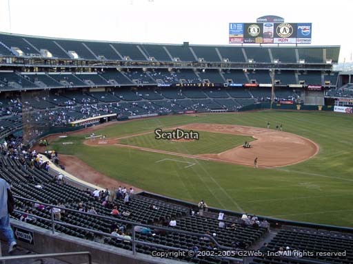 Seat view from section 209 at Oakland Coliseum, home of the Oakland Athletics
