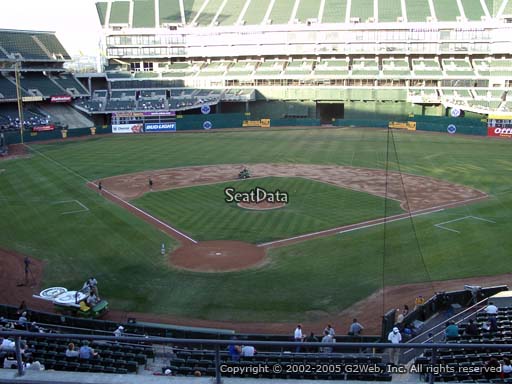 Seat view from section 216 at Oakland Coliseum, home of the Oakland Athletics