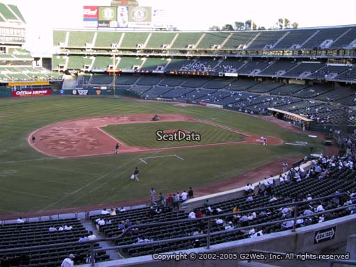 Seat view from section 224 at Oakland Coliseum, home of the Oakland Athletics