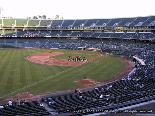 Seat view from section 229 at Oakland Coliseum, home of the Oakland Athletics