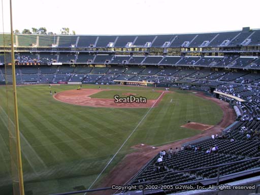 Seat view from section 231 at Oakland Coliseum, home of the Oakland Athletics