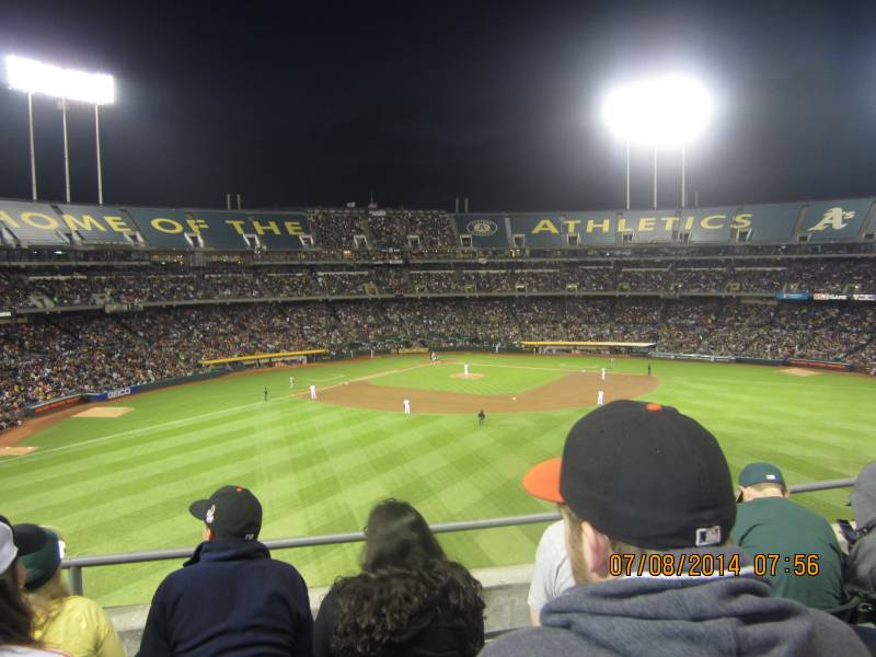 Seat view from section 245 at Oakland Coliseum, home of the Oakland Athletics