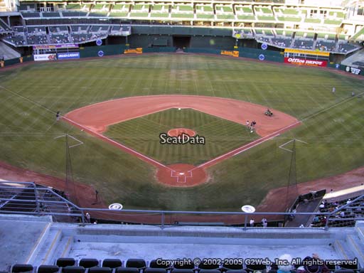 Seat view from section 317 at Oakland Coliseum, home of the Oakland Athletics