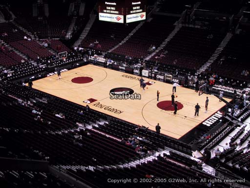 Seat view from section 213 at the Moda Center, home of the Portland Trail Blazers
