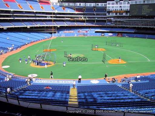 Seat view from section 221 at the Rogers Centre, home of the Toronto Blue Jays.