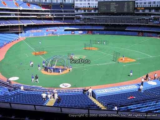 Seat view from section 223 at the Rogers Centre, home of the Toronto Blue Jays.