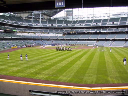 Seat view from bleacher section 101 at Miller Park, home of the Milwaukee Brewers