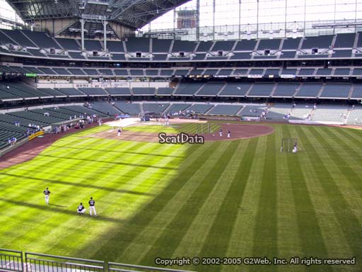 Seat view from bleacher section 202 at Miller Park, home of the Milwaukee Brewers