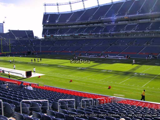 Seat view from section 119 at Sports Authority Field at Mile High Stadium, home of the Denver Broncos