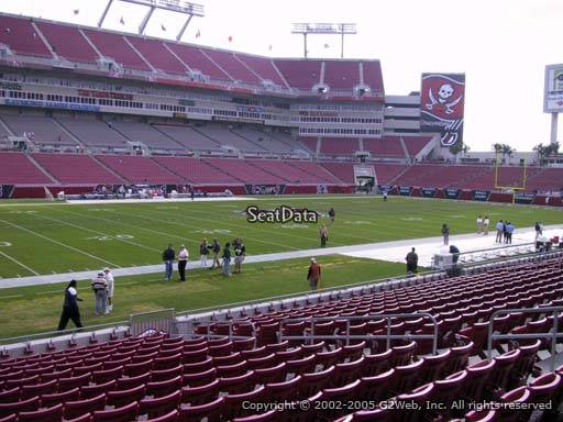 Seat view from section 107 at Raymond James Stadium, home of the Tampa Bay Buccaneers