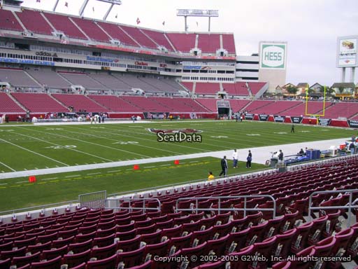 Seat view from section 132 at Raymond James Stadium, home of the Tampa Bay Buccaneers
