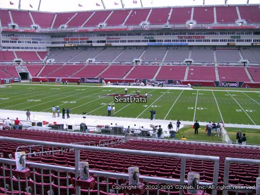 Seat view from section 212 at Raymond James Stadium, home of the Tampa Bay Buccaneers