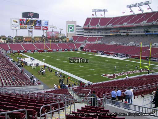 Seat view from section 220 at Raymond James Stadium, home of the Tampa Bay Buccaneers