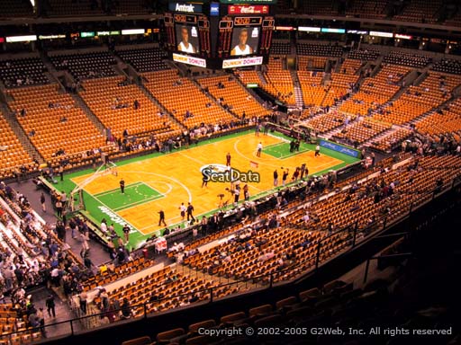 Seat view from section 304 at the TD Garden, home of the Boston Celtics.