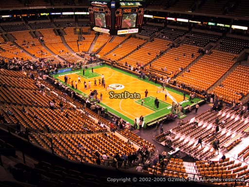 Seat view from section 327 at the TD Garden, home of the Boston Celtics.