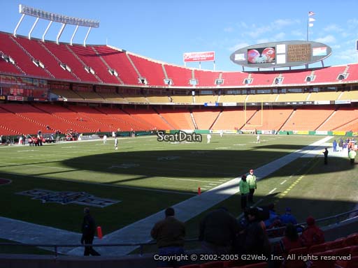 Seat view from section 106 at Arrowhead Stadium, home of the Kansas City Chiefs