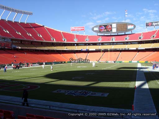 Seat view from section 107 at Arrowhead Stadium, home of the Kansas City Chiefs