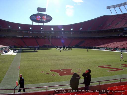 Seat view from section 129 at Arrowhead Stadium, home of the Kansas City Chiefs