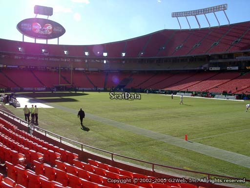 Seat view from section 131 at Arrowhead Stadium, home of the Kansas City Chiefs