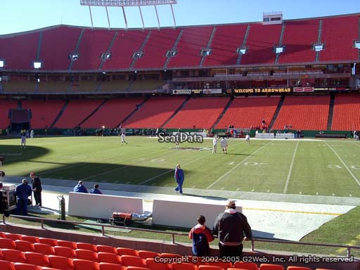 Seat view from section 135 at Arrowhead Stadium, home of the Kansas City Chiefs