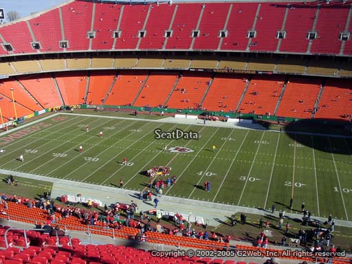 Seat view from section 321 at Arrowhead Stadium, home of the Kansas City Chiefs