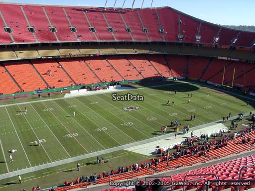 Seat view from section 327 at Arrowhead Stadium, home of the Kansas City Chiefs