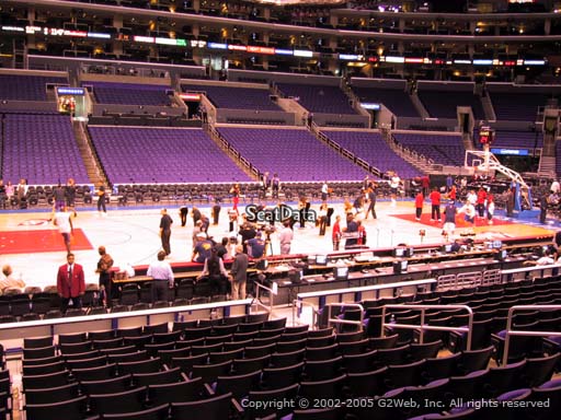 Seat view from section 102 at the Staples Center, home of the Los Angeles Clippers