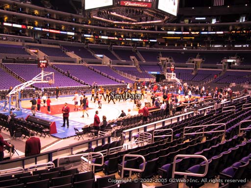 Seat view from section 104 at the Staples Center, home of the Los Angeles Clippers
