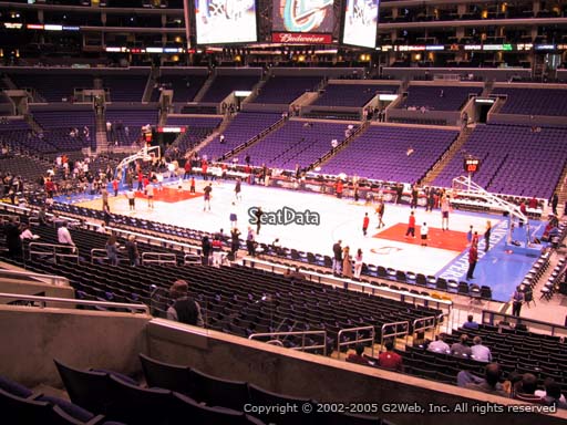 Seat view from premier section 12 at the Staples Center, home of the Los Angeles Clippers