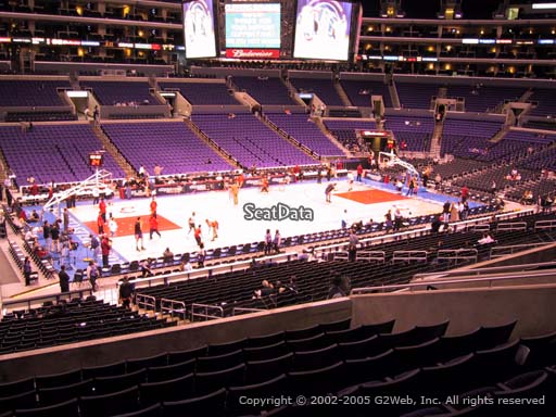 Seat view from premier section 16 at the Staples Center, home of the Los Angeles Clippers