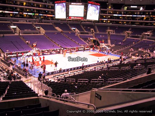 Seat view from premier section 17 at the Staples Center, home of the Los Angeles Clippers