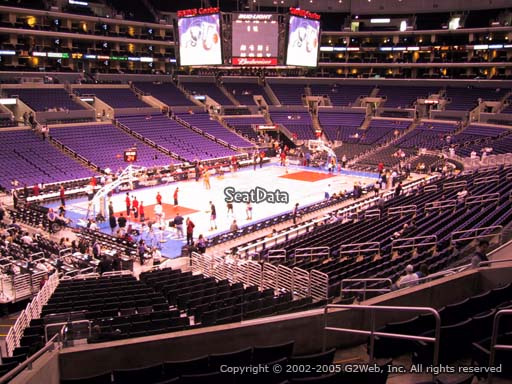 Seat view from premier section 18 at the Staples Center, home of the Los Angeles Clippers