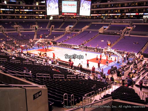 Seat view from premier section 2 at the Staples Center, home of the Los Angeles Clippers