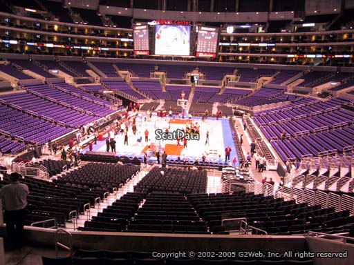 Seat view from section 216 at the Staples Center, home of the Los Angeles Clippers