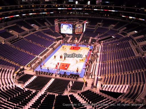 Seat view from section 308 at the Staples Center, home of the Los Angeles Clippers