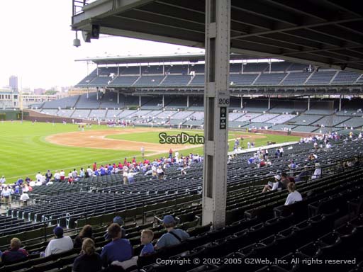 Seat view from section 206 at Wrigley Field, home of the Chicago Cubs