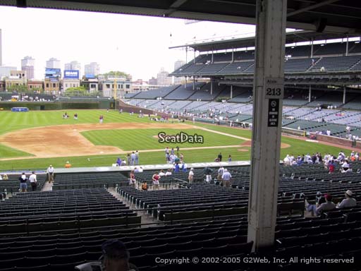 Seat view from section 213 at Wrigley Field, home of the Chicago Cubs