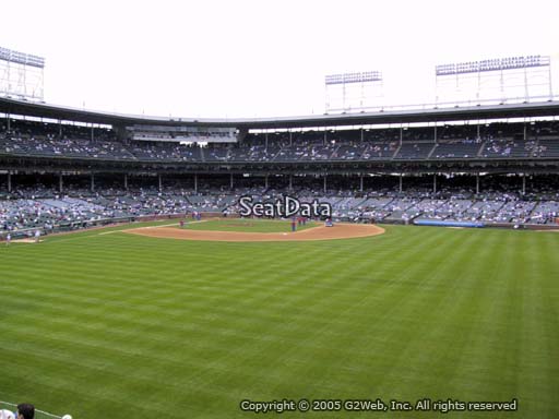 Seat view from bleacher section 312 at Wrigley Field, home of the Chicago Cubs