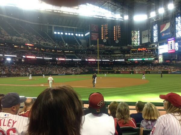 Seat view from section B at Chase Field, home of the Arizona Diamondbacks
