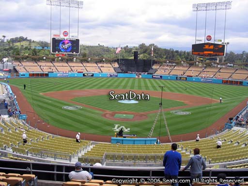 Seat view from loge box section 102 at Dodger Stadium, home of the Los Angeles Dodgers