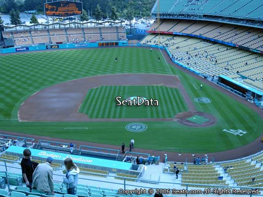 Seat view from reserve section 11 at Dodger Stadium, home of the Los Angeles Dodgers