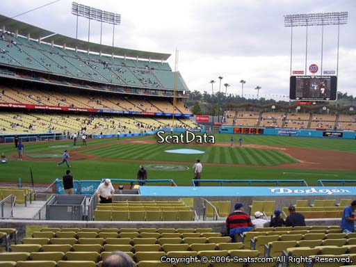 Seat view from field box section 16 at Dodger Stadium, home of the Los Angeles Dodgers