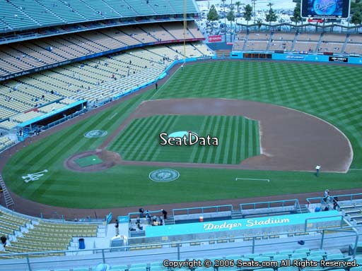 Seat view from reserve section 16 at Dodger Stadium, home of the Los Angeles Dodgers