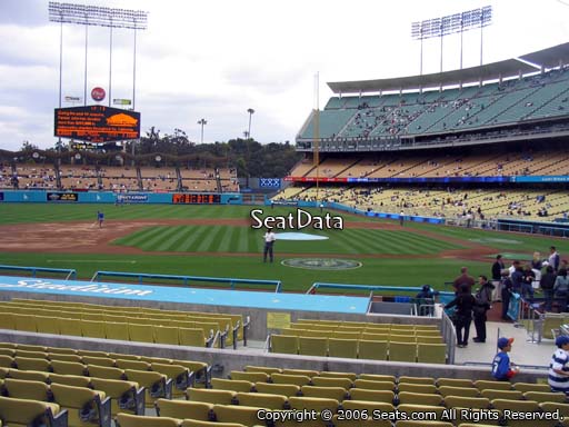 Seat view from dugout club section 9 at Dodger Stadium, home of the Los Angeles Dodgers