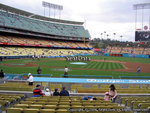 Seat view from field box section 18 at Dodger Stadium, home of the Los Angeles Dodgers
